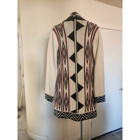 Northern Angel L Tribal Geometric Open Front Cardigan CD1912-067 Black Athleisur - Picture 4 of 9